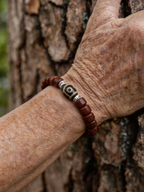 Aged Organic Bodhi & Two-Eyed Dzi Bracelet