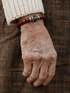 Aged Organic Bodhi & Two-Eyed Dzi Bracelet