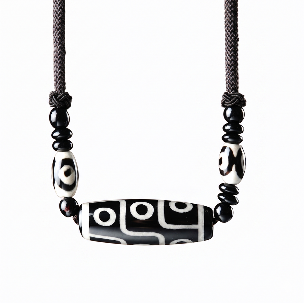 Nine-Eyed Dzi Braided Cord Bracelet
