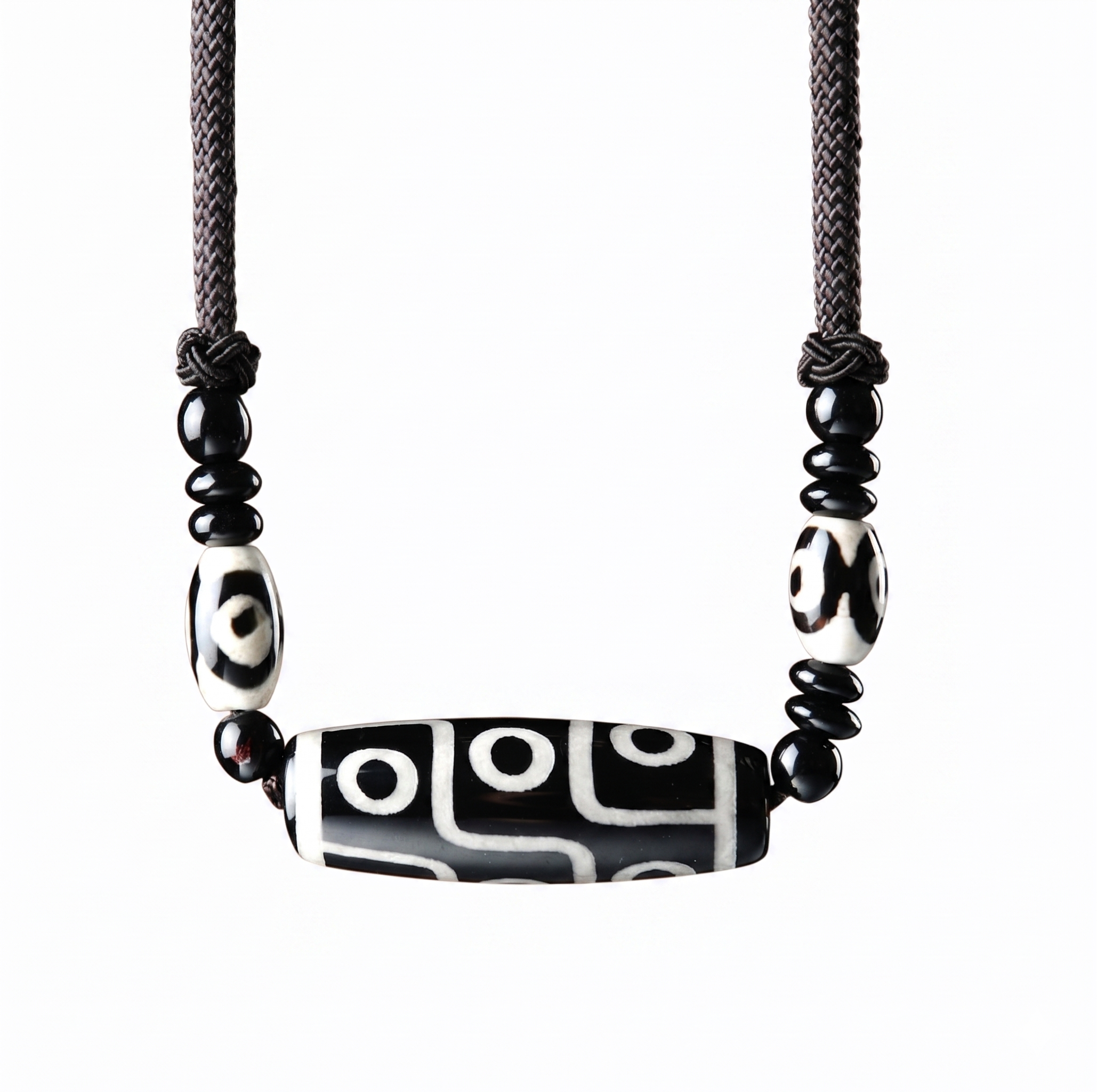 Nine-Eyed Dzi Braided Cord Bracelet
