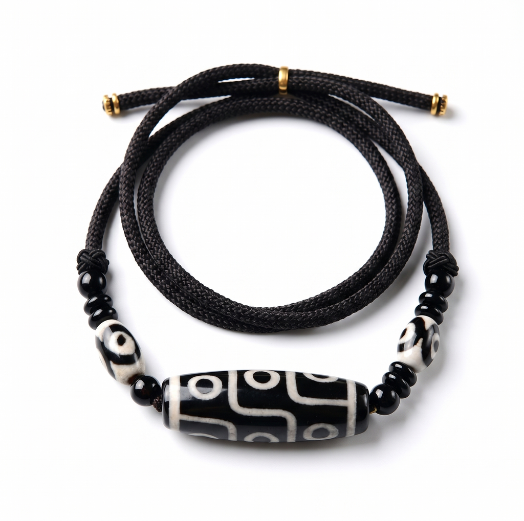 Nine-Eyed Dzi Braided Cord Bracelet