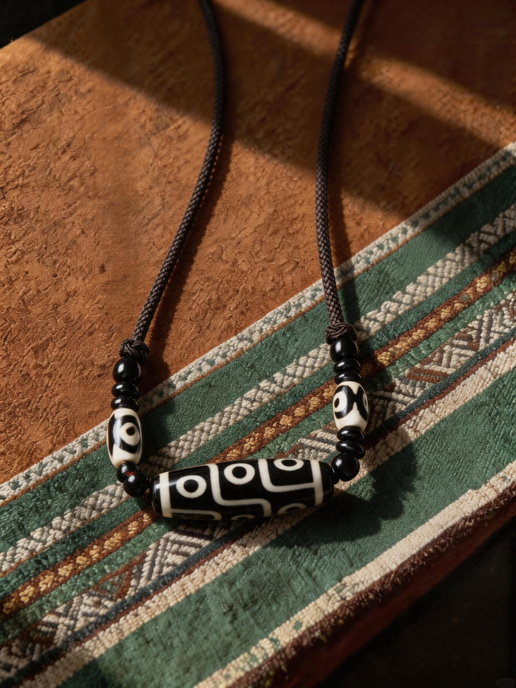 Nine-Eyed Dzi Braided Cord Bracelet