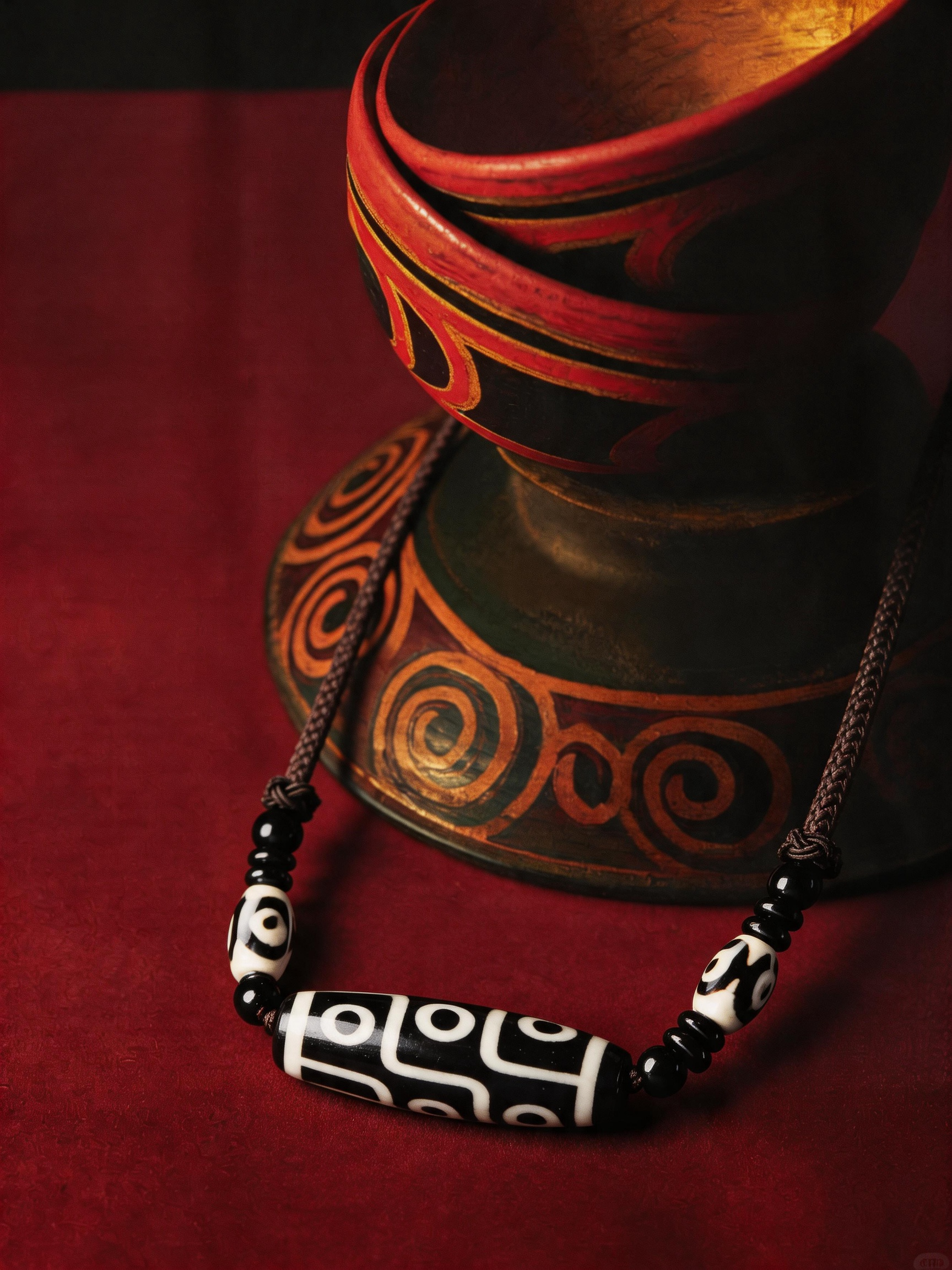 Nine-Eyed Dzi Braided Cord Bracelet