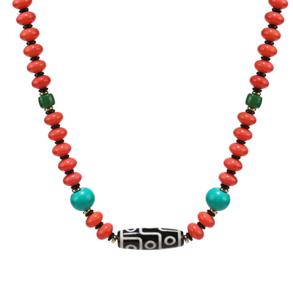 Coral-Red & Turquoise Bead Strand