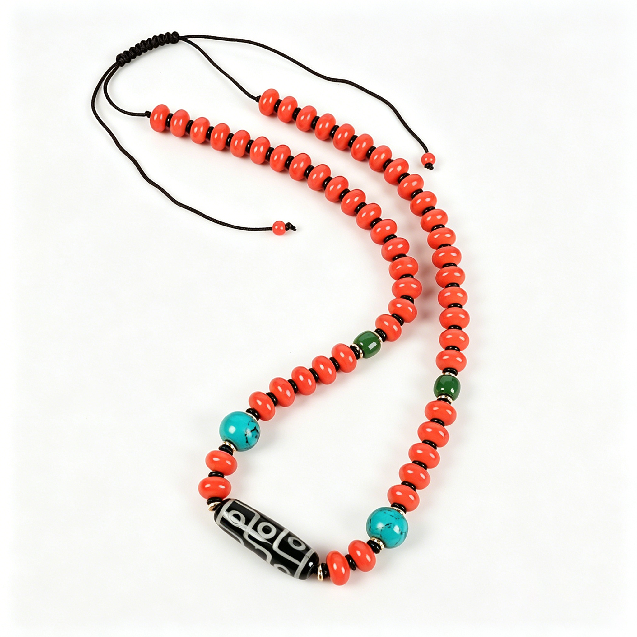 Coral-Red & Turquoise Bead Strand