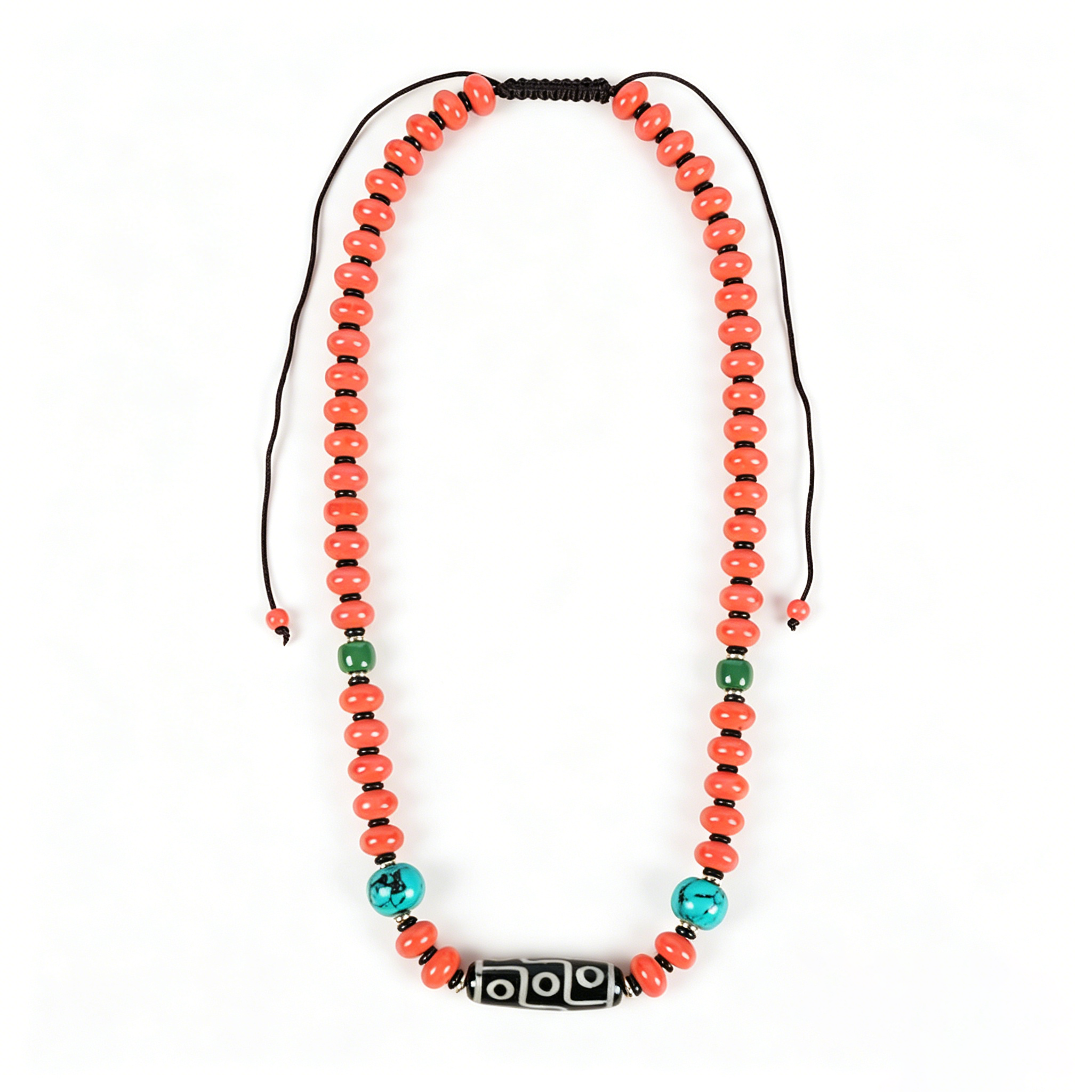 Coral-Red & Turquoise Bead Strand
