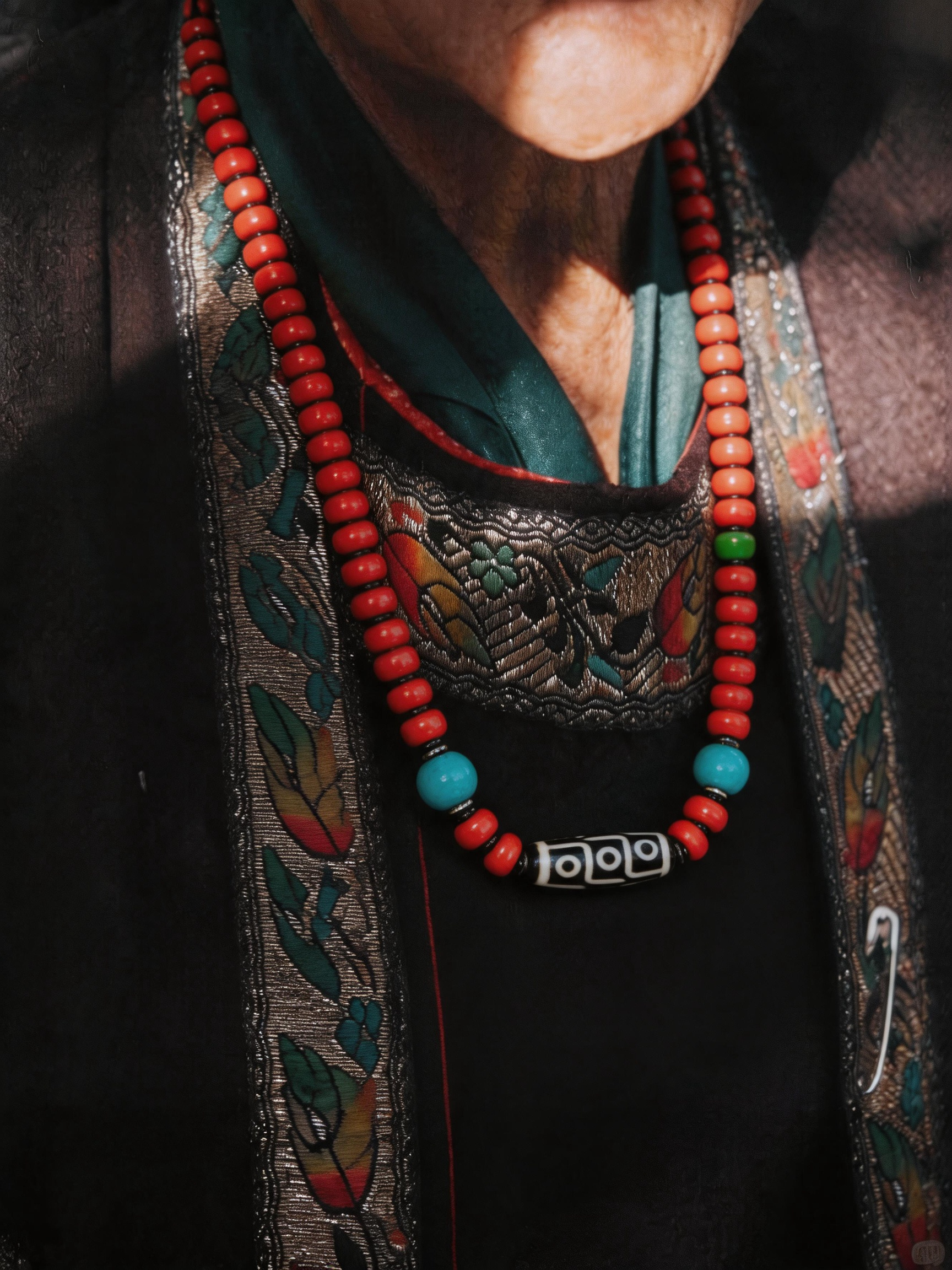 Coral-Red & Turquoise Bead Strand
