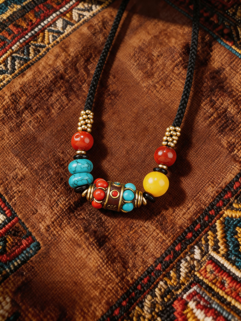 Fine Cord Bracelet with Brass Detail