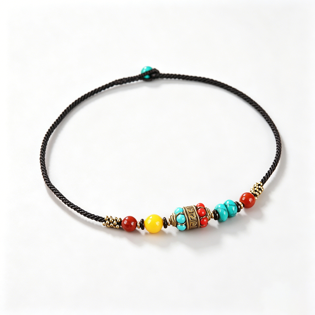 Fine Cord Bracelet with Brass Detail