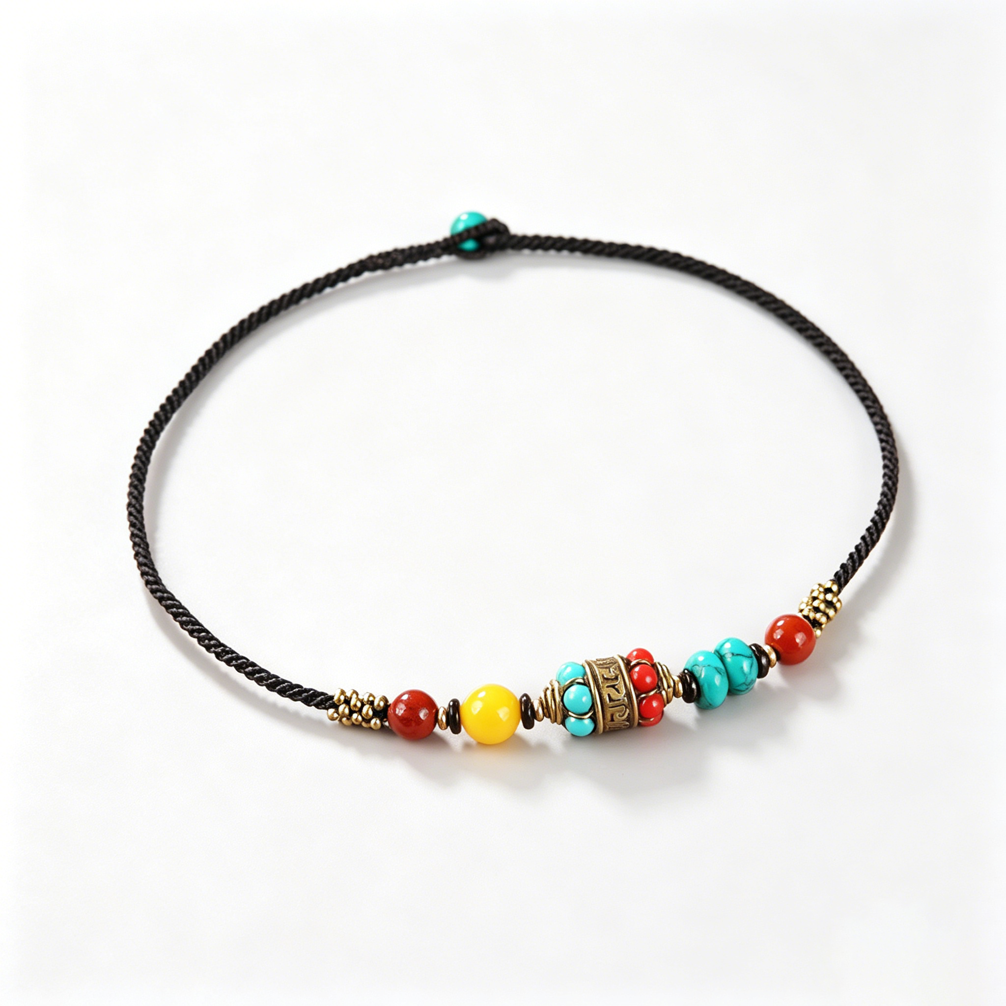 Fine Cord Bracelet with Brass Detail