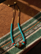 Turquoise Disc & Cloisonné Tassel Pendant