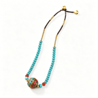 Turquoise Disc & Cloisonné Tassel Pendant