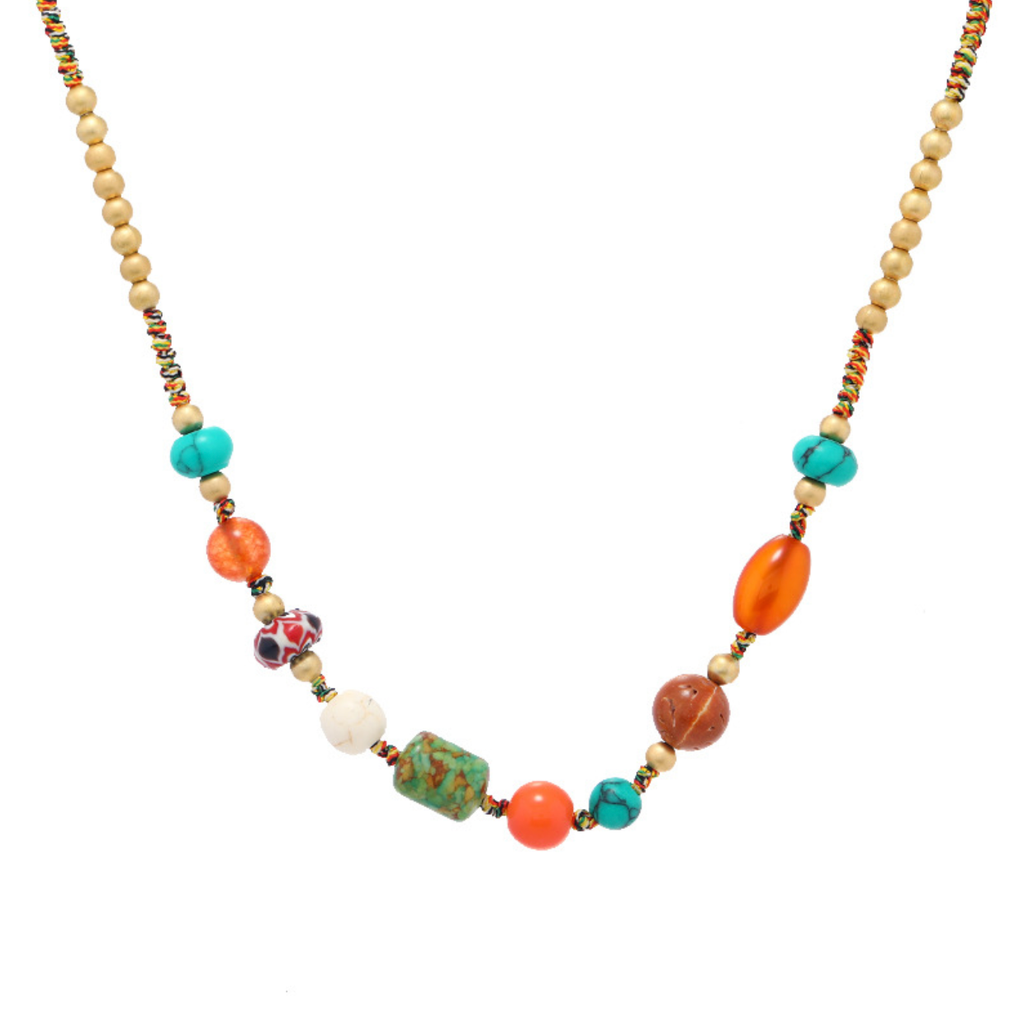 Variegated Multi-Stone Cord Choker
