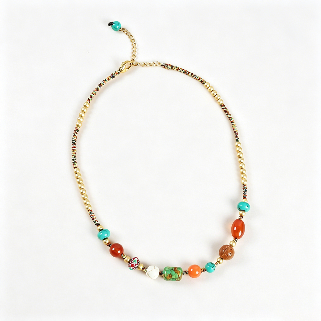 Variegated Multi-Stone Cord Choker
