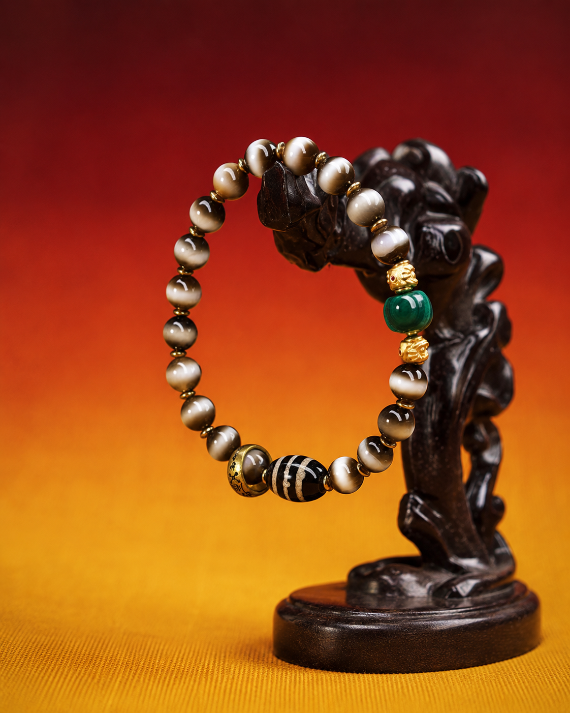 Bhaisajyaguru Dzi & Eye-Agate Bracelet