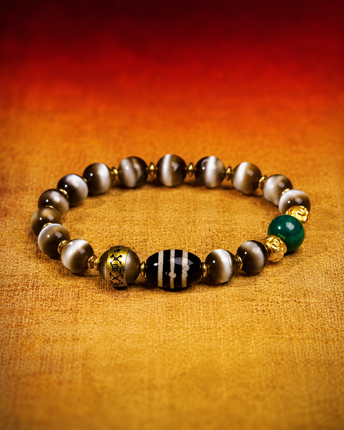 Bhaisajyaguru Dzi & Eye-Agate Bracelet